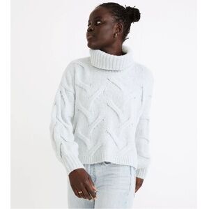 Madewell Somervell Modern Cable Turtleneck Sweater - Heather Iceberg